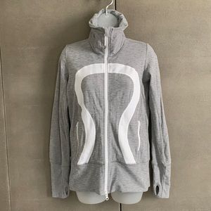 Lululemon Funnel Neck Full Zip Jacket, Gray and White Size 6